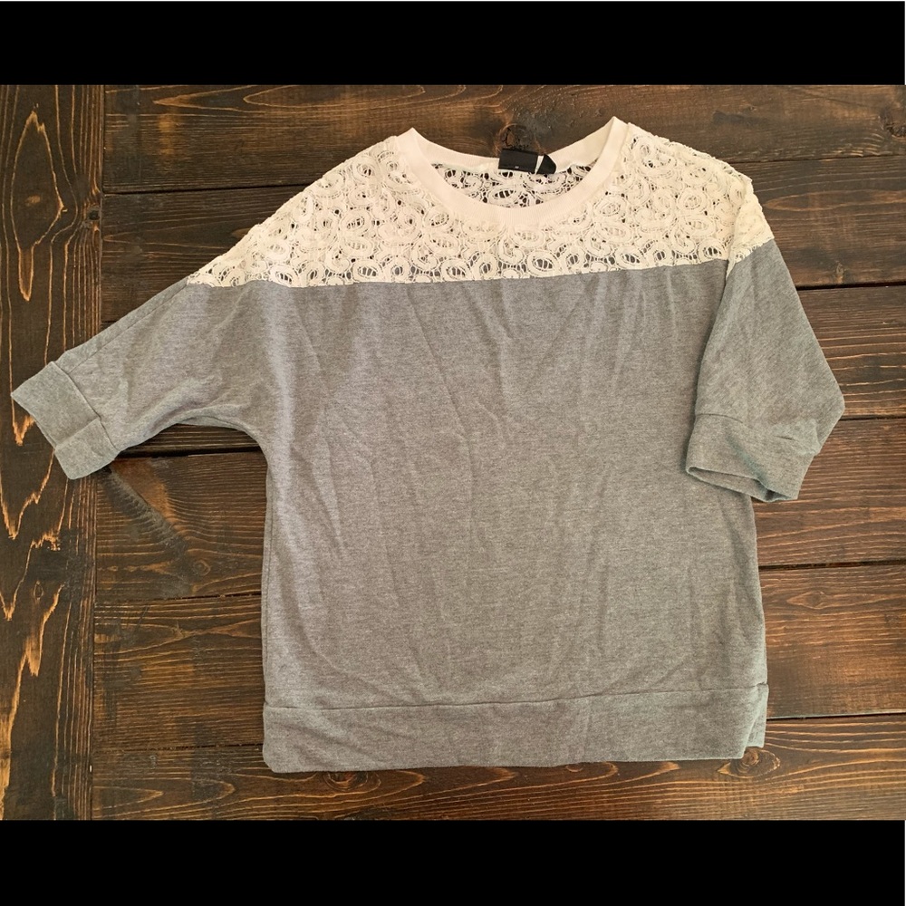 Women’s gray and white blouse from JCP
